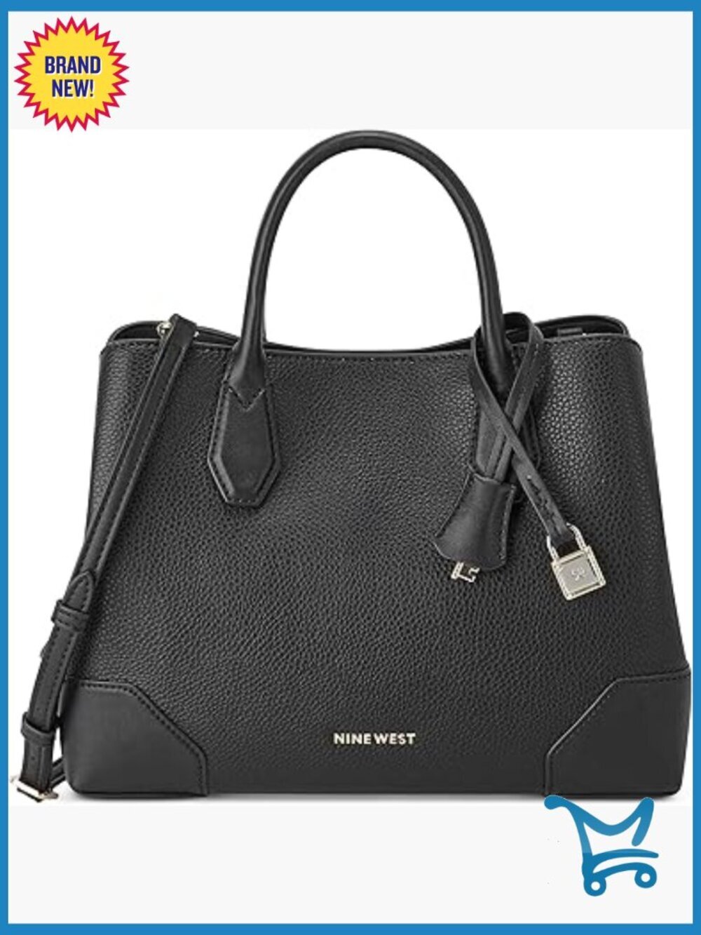 Medium Faux Leather Satchel with Triple Compartment & Adjustable Strap